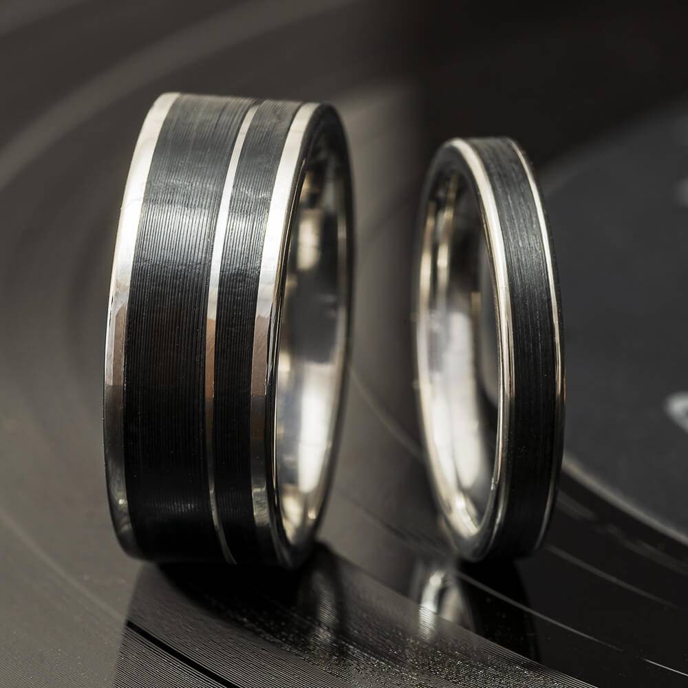 Vinyl Record Wedding Band His and Hers Set