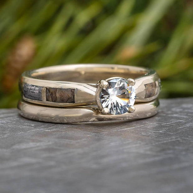 Meteorite and Dinosaur Bone Bridal Set