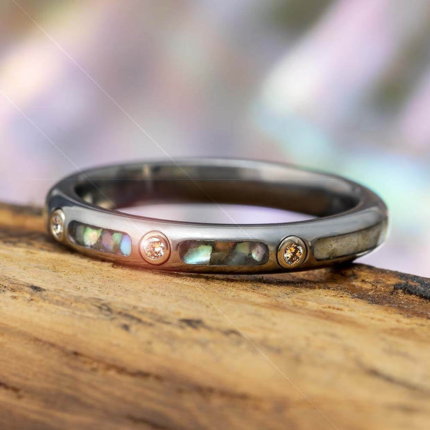 Abalone Wedding Band in Rugged Titanium