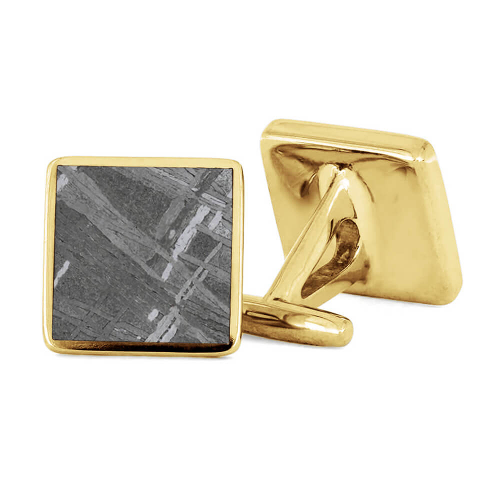 Meteorite and Solid Gold Cuff Links