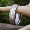 Deer Antler Wedding Band with Gold Pinstripe