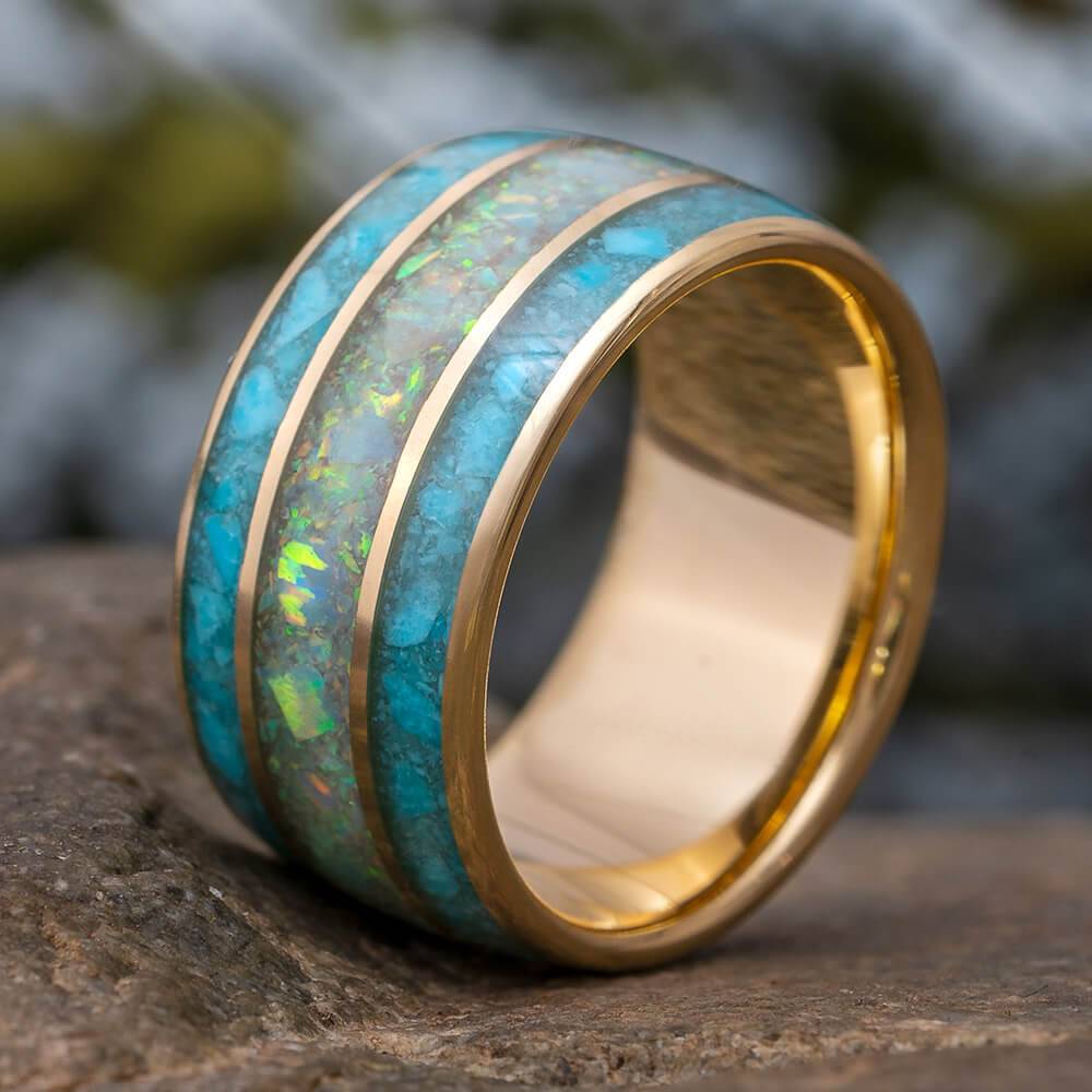Turquoise and Opal Wedding Band