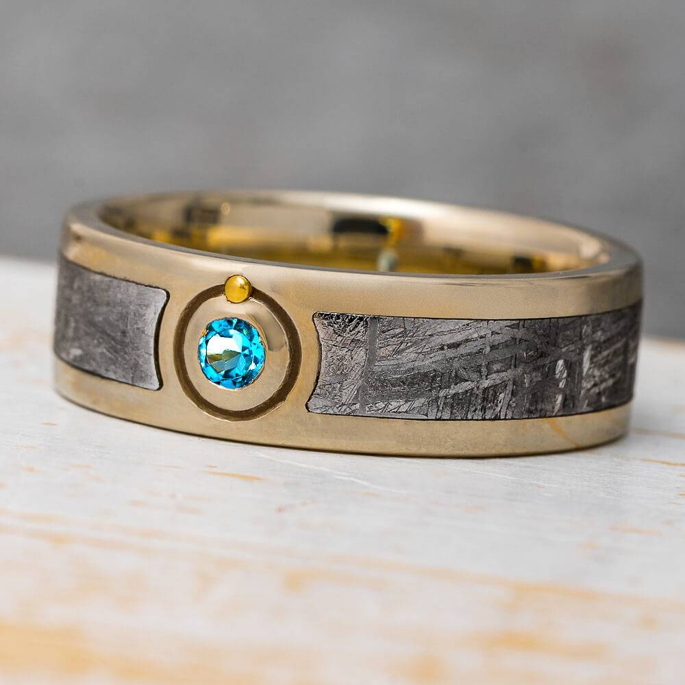 Atom Ring, Meteorite & Topaz Gemstone Wedding Band | Jewelry by Johan ...