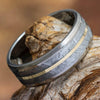 Meteorite Ring with White Gold Pinstripe