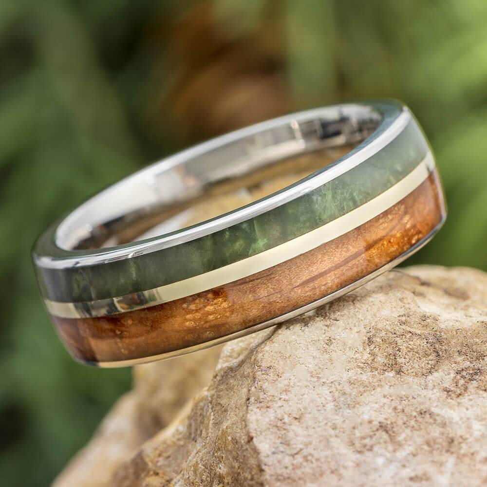 Whiskey and Jade Wedding Band