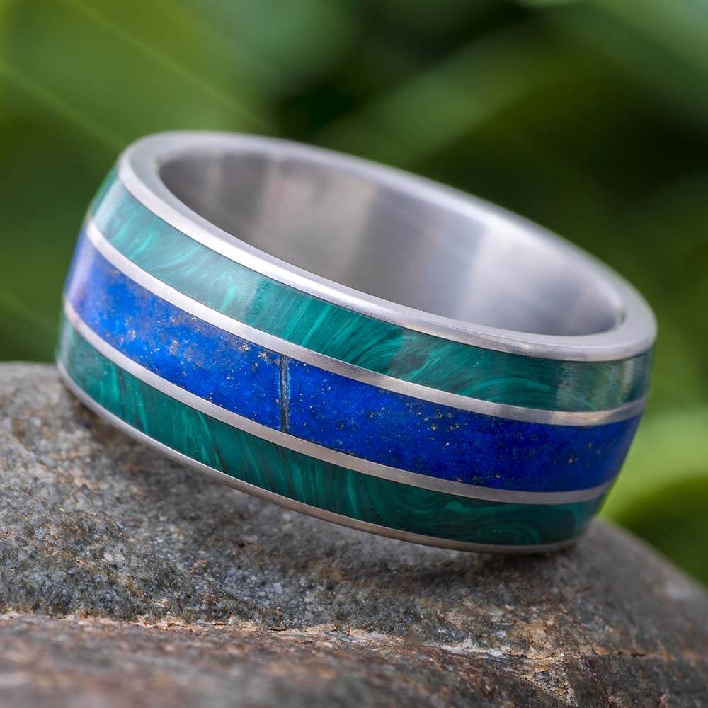 Solitaire Gemstone Ring - 8x8mm Cushion Moonstone Lapis Malachite Labradorite Garnet Rose Quartz 925 Silver Overlay