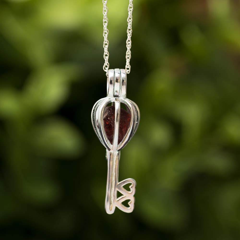 Sterling Silver Heart Love Key Pendant
