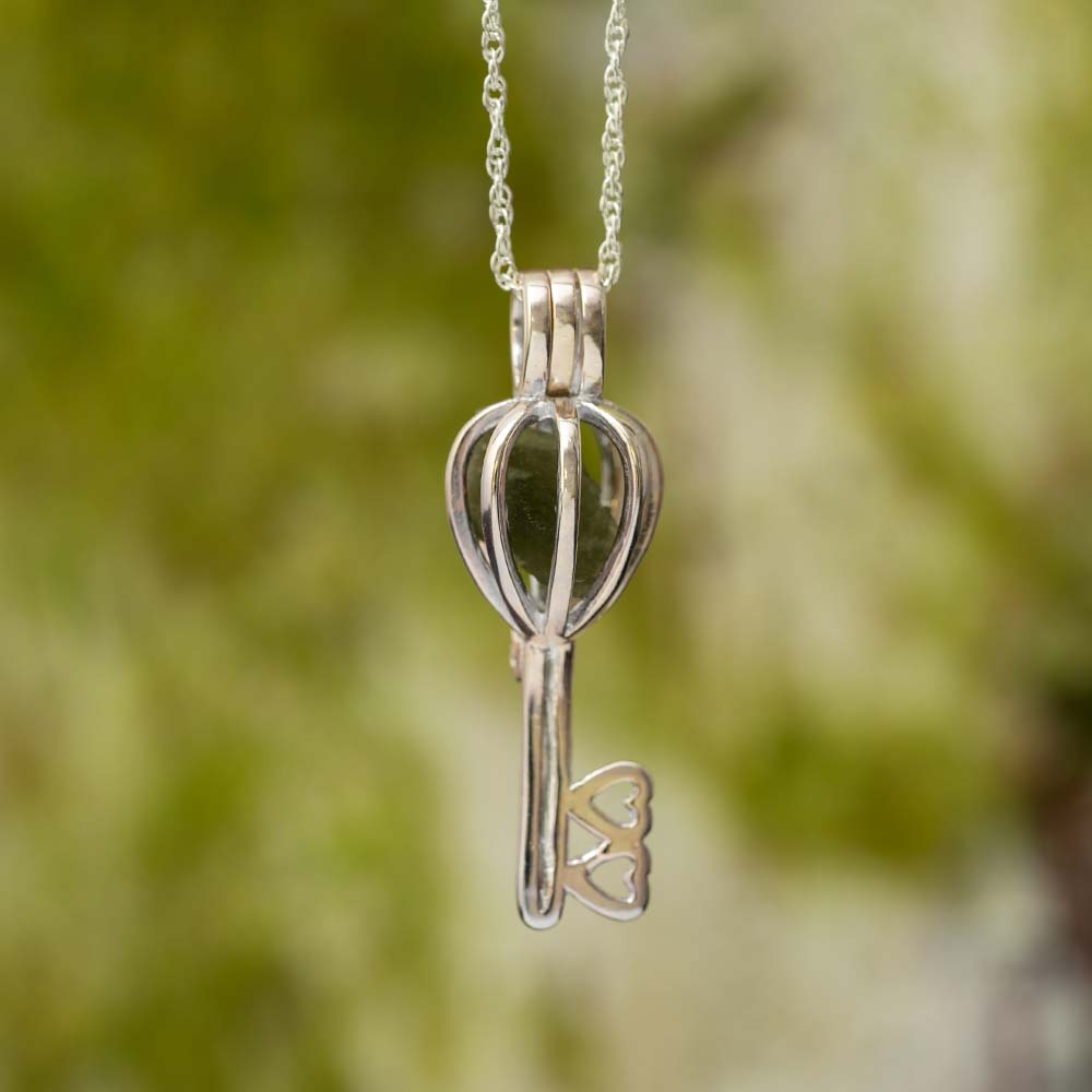 Rough Stone Necklace, Unique Key Pendant
