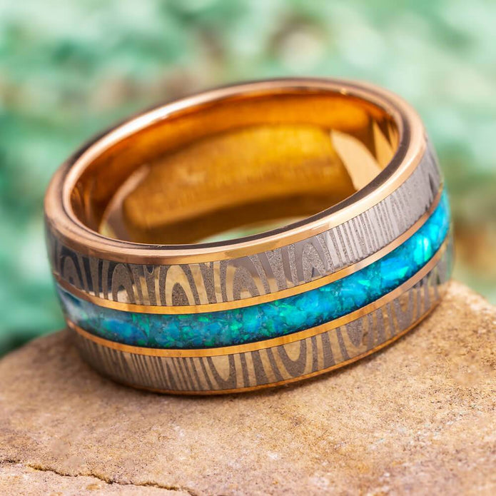 Damascus Steel Men's Wedding Band Jewelry By Johan