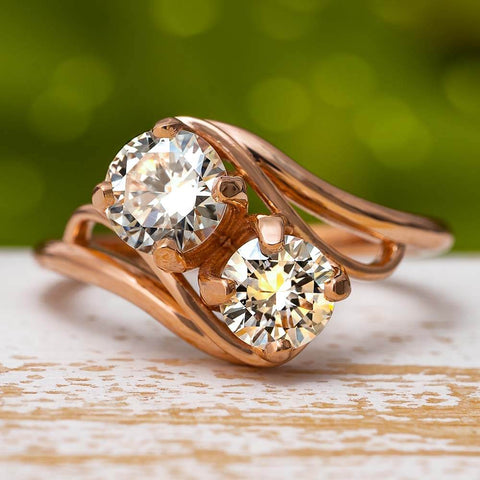 Double Diamond Engagement Ring | Jewelry by Johan - Jewelry by Johan