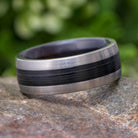 Vinyl Record Wedding Band with Wood and Titanium