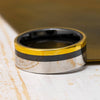 Black Ceramic Wedding Band with Gold