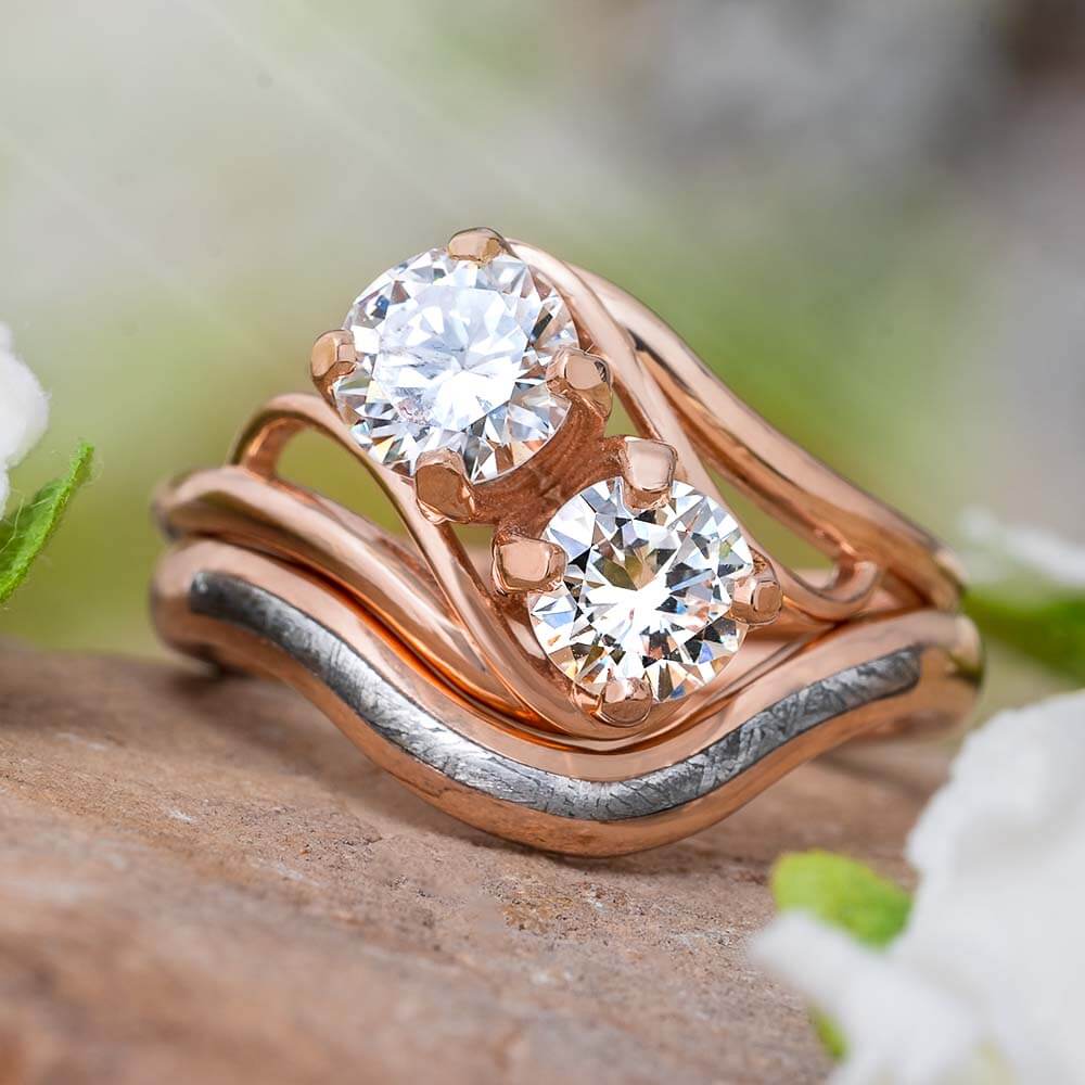 Meteorite Bridal Set with Diamonds