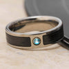 Vinyl record wedding ring with topaz gemstone, side view