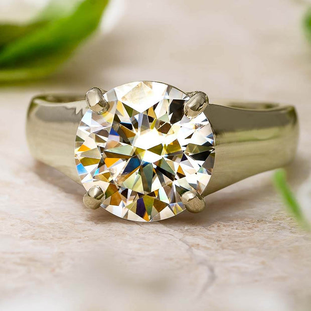 Moissanite Engagement Ring in White Gold