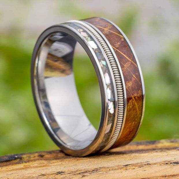 Whiskey Barrel and Guitar String Wedding Band for Men