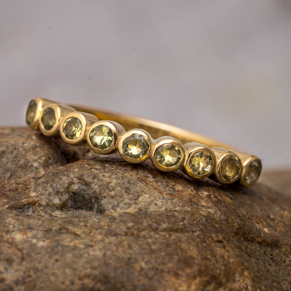Moldavite Ring in Yellow Gold
