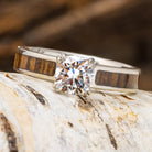Wooden Engagement Ring with Moissanite