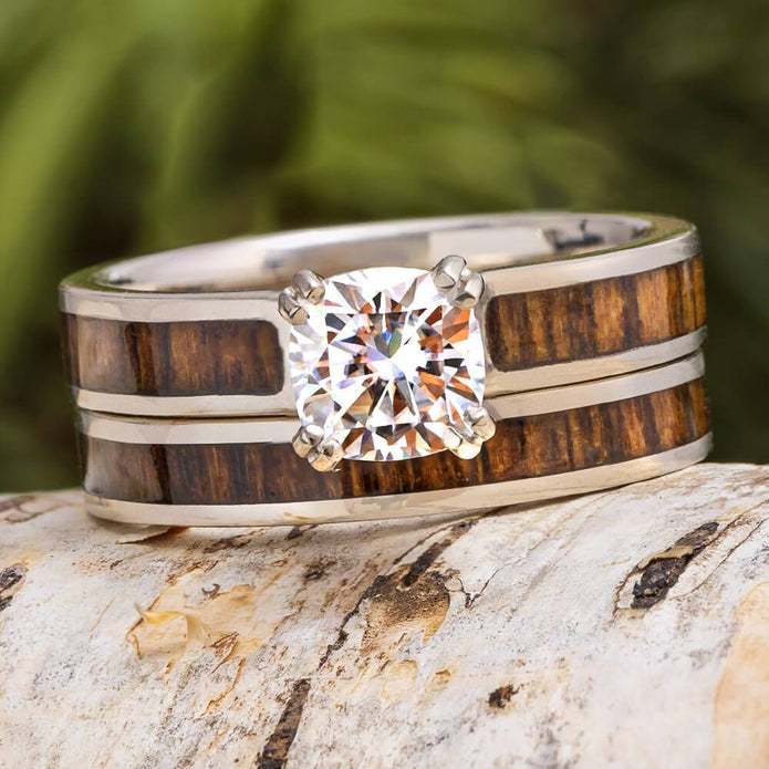 Wood Bridal Set with Moissanite
