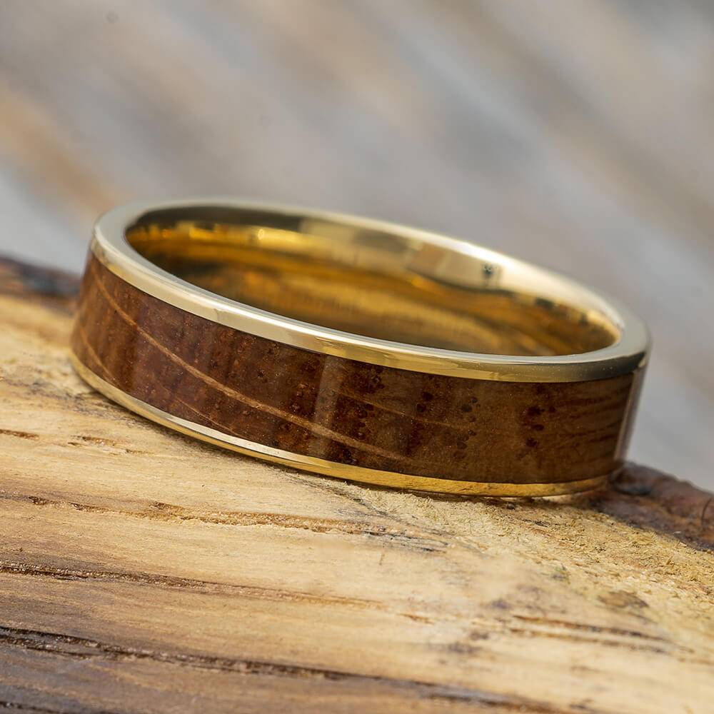 Simple Whiskey Barrel Oak Wood Men's Wedding Band - Jewelry by Johan