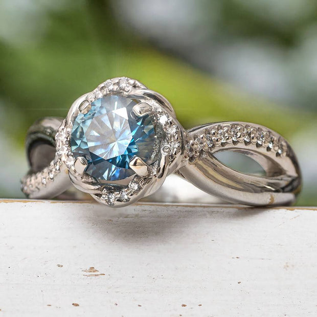 Unique Twisting Engagement Ring with Antler