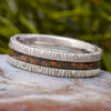 Damascus Wedding Band with Dinosaur Bone