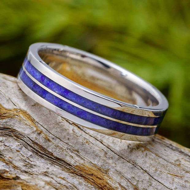 Platinum and Lapis Wedding Band