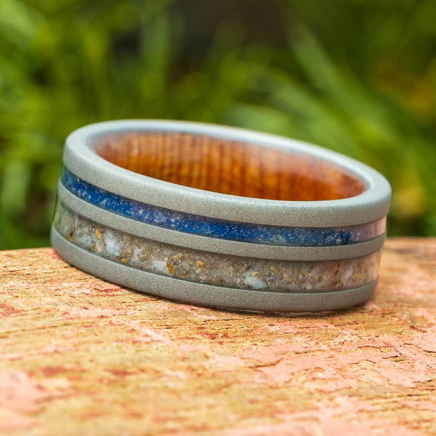 Fossil and Sea Glass Wedding Band