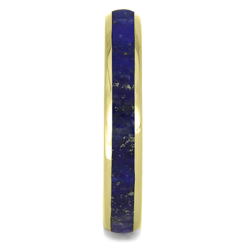 Yellow Gold Wedding Band with Lapis Lazuli