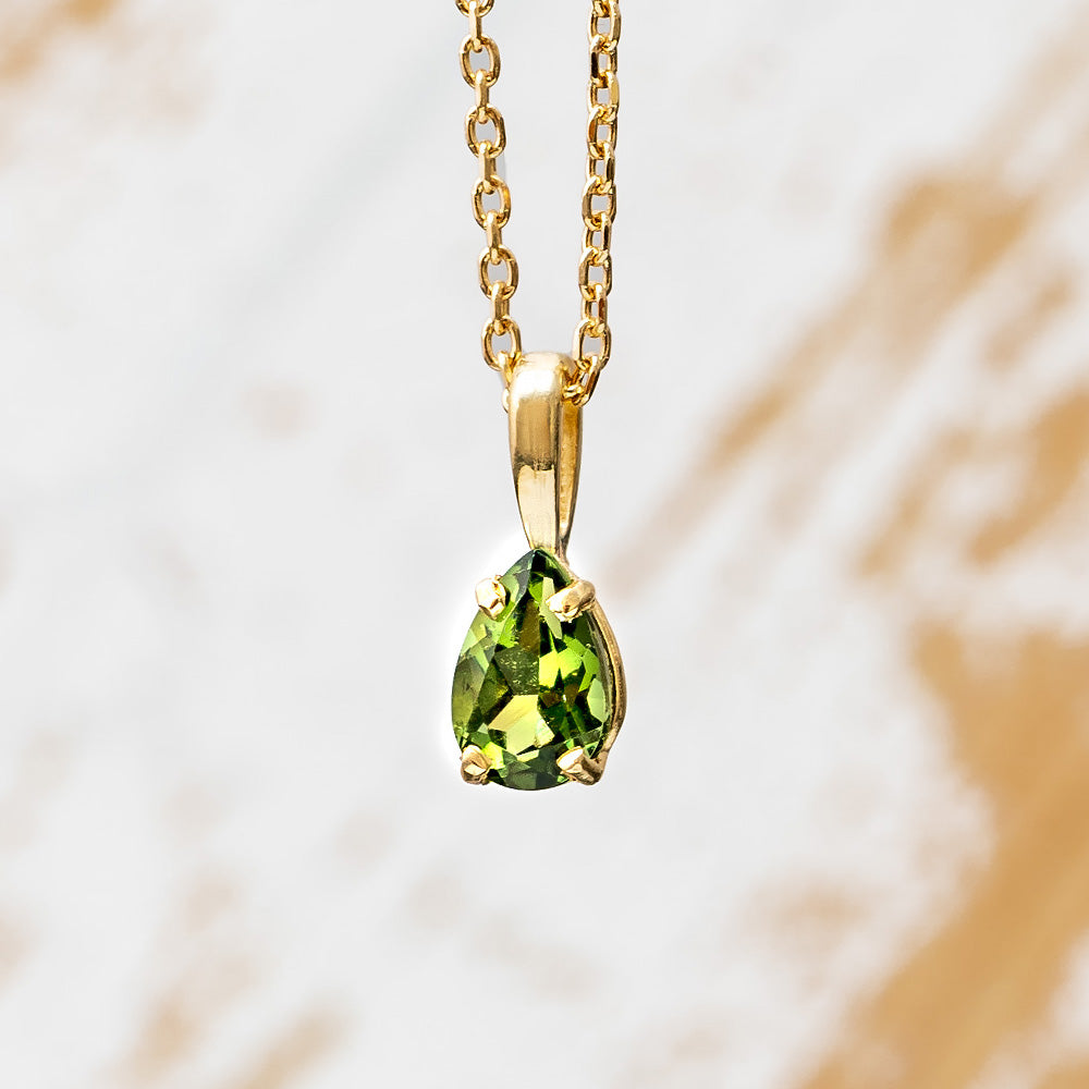 Moldavite Necklace in Gold
