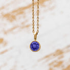 14k Yellow Gold Birthstone Necklace with Round Cut Sapphire