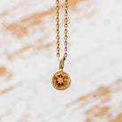 14k Yellow Gold Birthstone Necklace with Round Cut Citrine