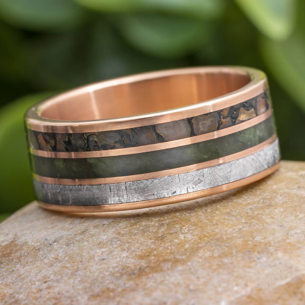 Meteorite and Jade Ring for Men