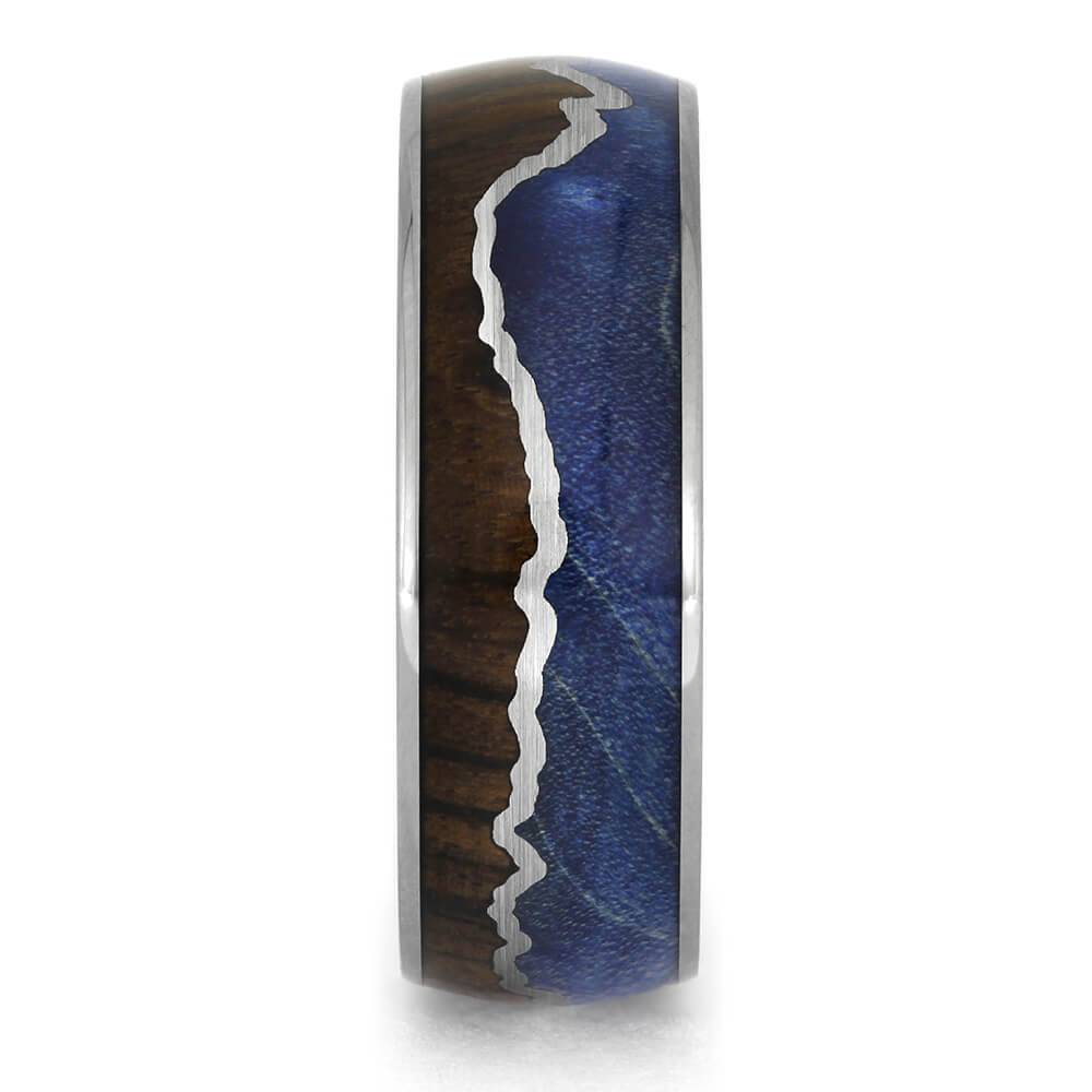 Men's Mountain Wedding Band with Wood Inlays