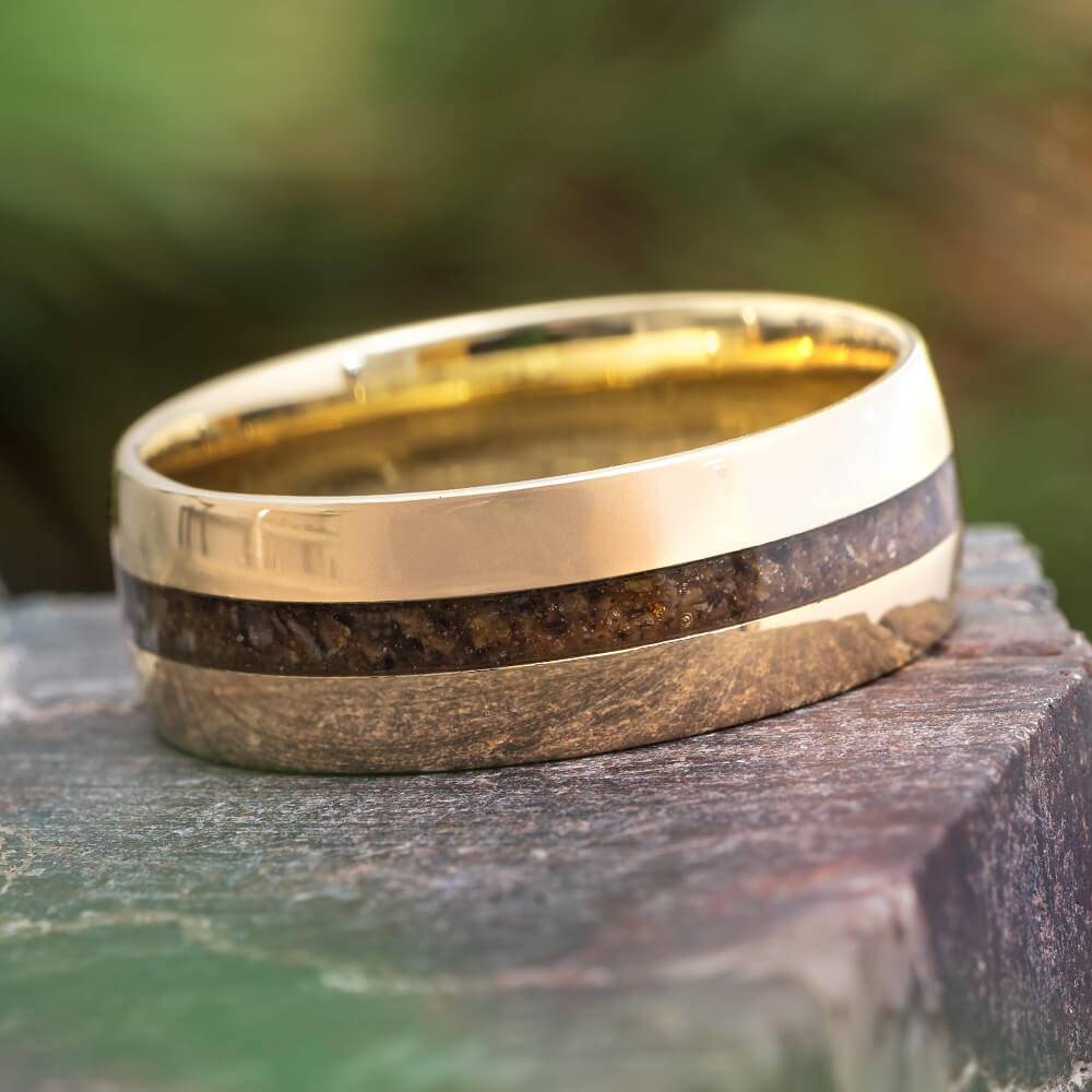 Golden Fossil Wedding Band