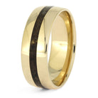 Gold Wedding Band with Fossil Inlay