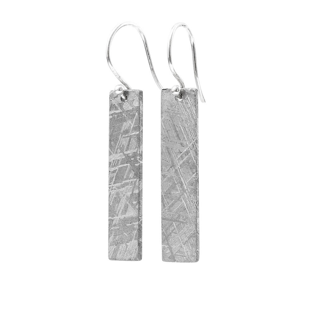 Silver Dangle Earrings with Gibeon Meteorite