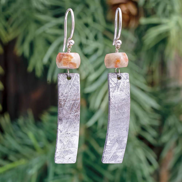 Coprolite and Meteorite Dangle Earrings