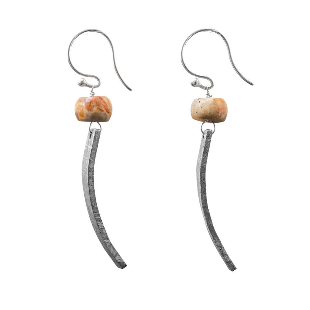 Earrings with Meteorite and Dinosaur