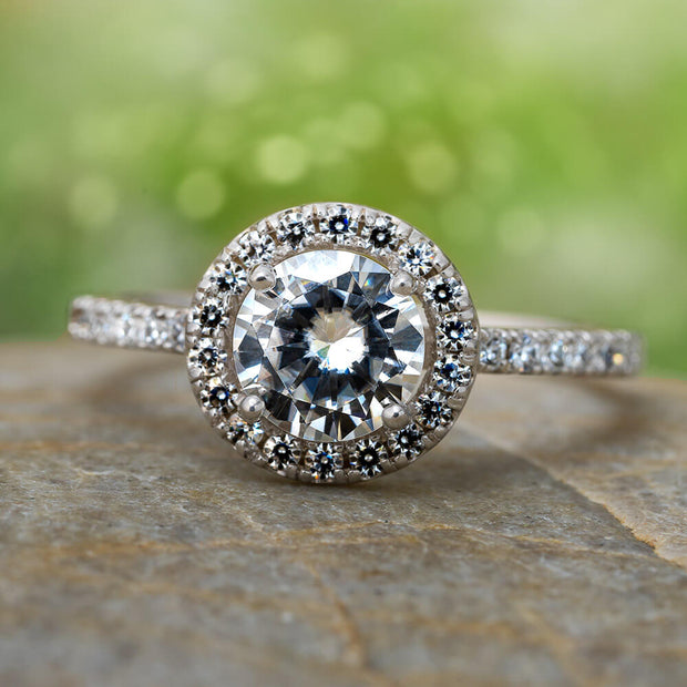 Gold Engagement Ring with Moissanite Halo