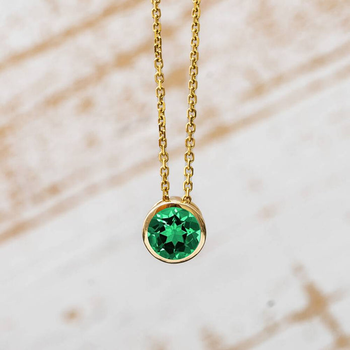 Birthstone Pendant Necklace 6mm Bezel Set Jewelry By Johan