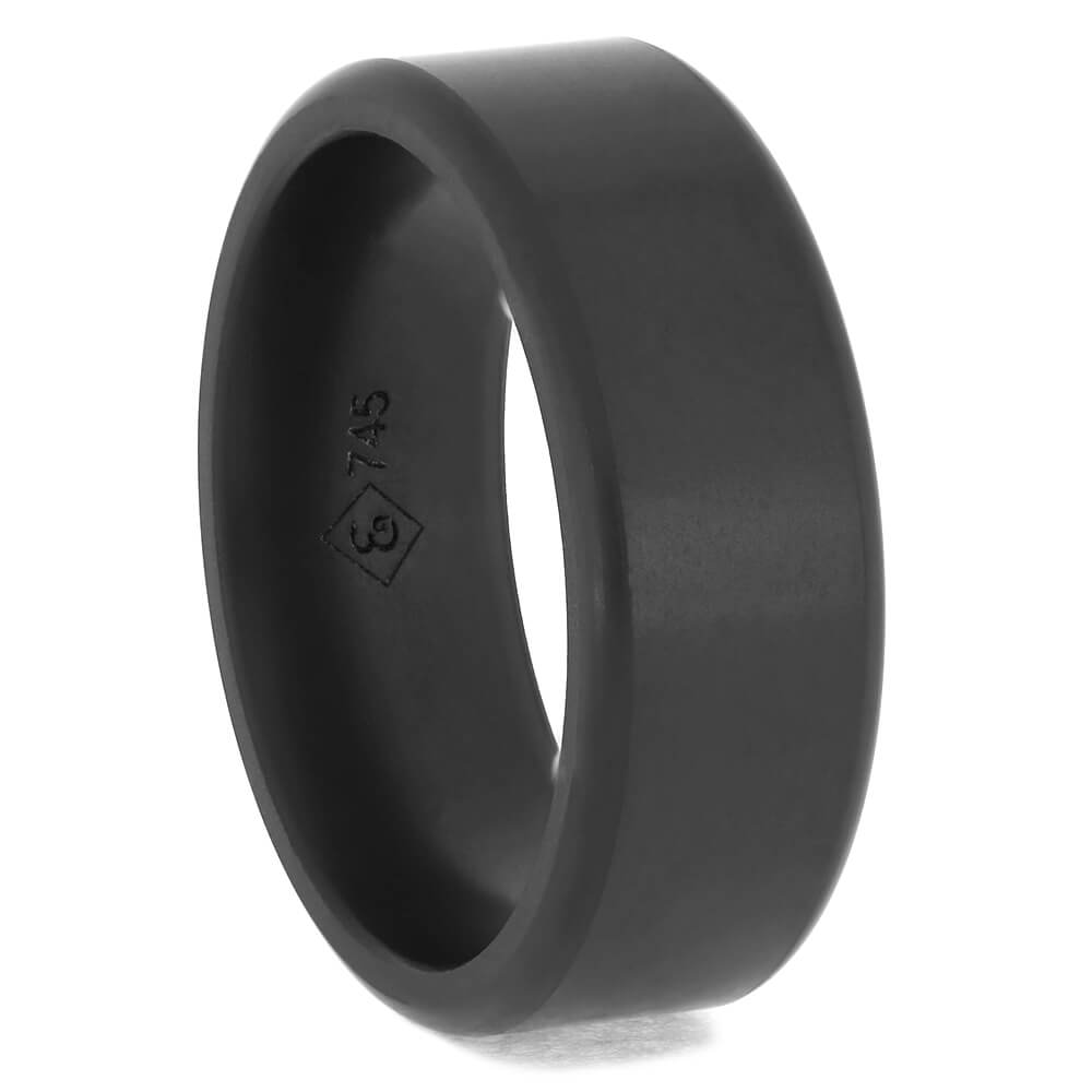Elysium Ring with Beveled Profile, Black Ring with Matte Finish