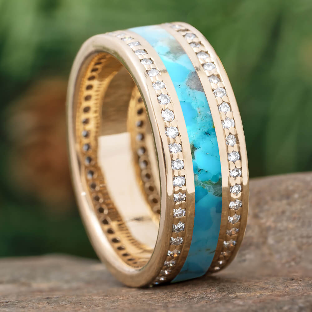 Turquoise Eternity Band in White Gold