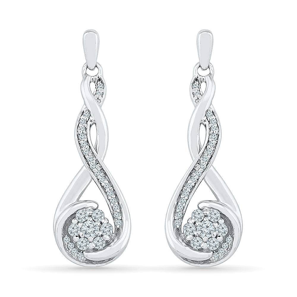 Twisting Diamond Teardrop Shaped Dangle Earrings - Jewelry by Johan