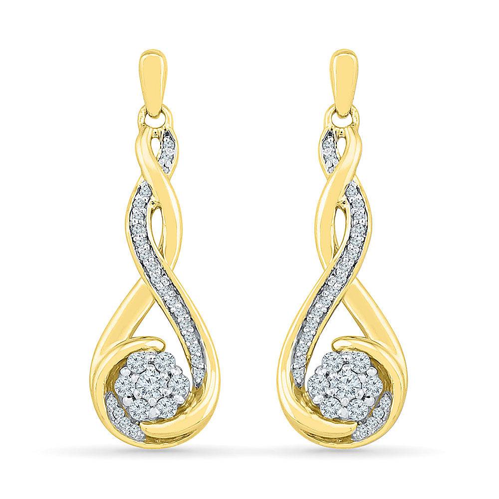 Twisting Diamond Teardrop Shaped Dangle Earrings - Jewelry by Johan