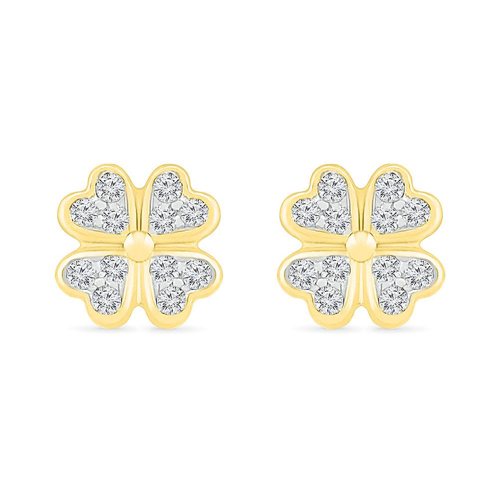 Four-Leaf Clover Stud Earrings with Diamond Clusters - Jewelry by Johan