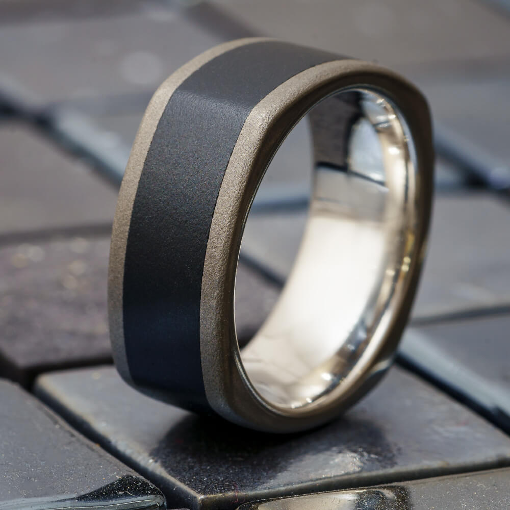 Gray and Black Wedding Band for Men
