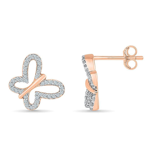 Butterfly Shape Diamond Stud Earrings - Jewelry by Johan