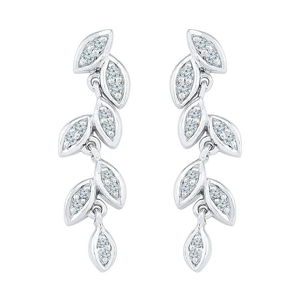 Dangle Leaf Earrings with Diamond Accents - Jewelry by Johan