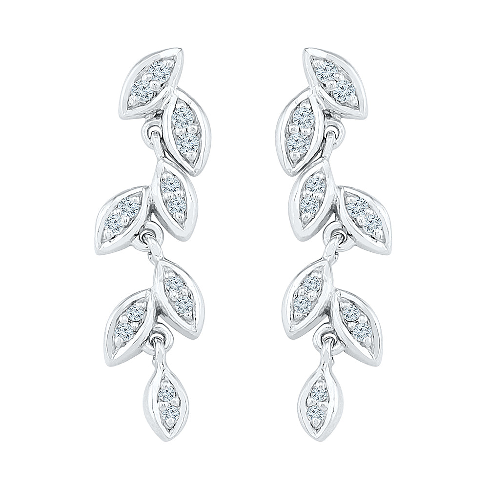 Dangle Leaf Earrings with Diamond Accents - Jewelry by Johan